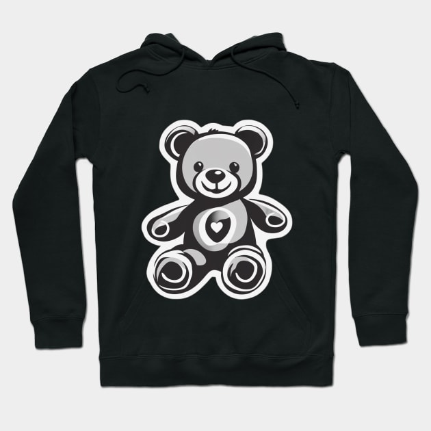 Charming Monochrome Teddy Bear with Heart No. 623 Hoodie by cornelliusy